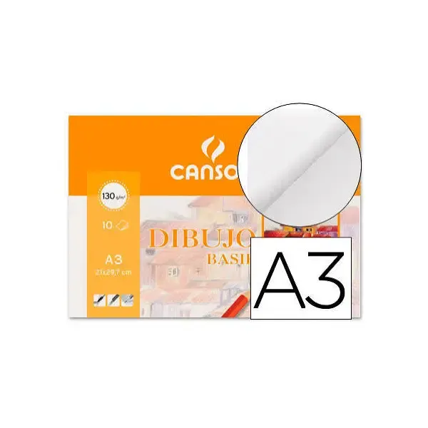 LÁMINA DIBUJO BASIK LISO A3 130gr CAJA 250h 2.webp