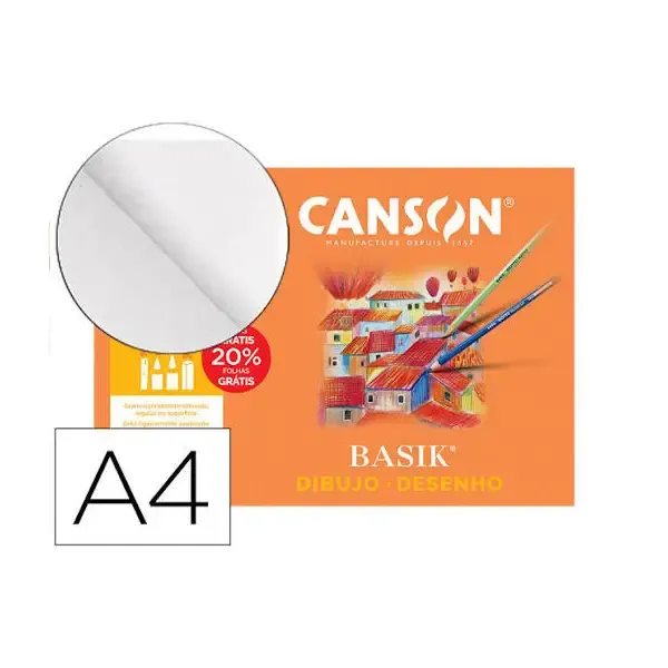 LÁMINA DIBUJO BASIK LISO A4 130gr CAJA 250h 2.webp