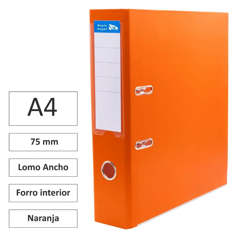 [180756] ARCHIVADOR RADO A4 LOMO ANCHO 75mm NARANJA