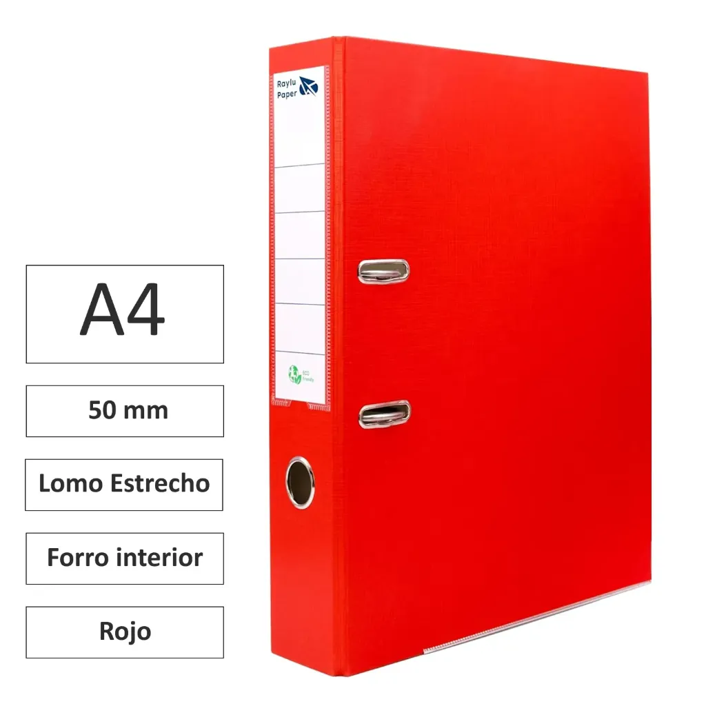 [180373] ARCHIVADOR RADO A4 LOMO ESTRECHO 50mm ROJO