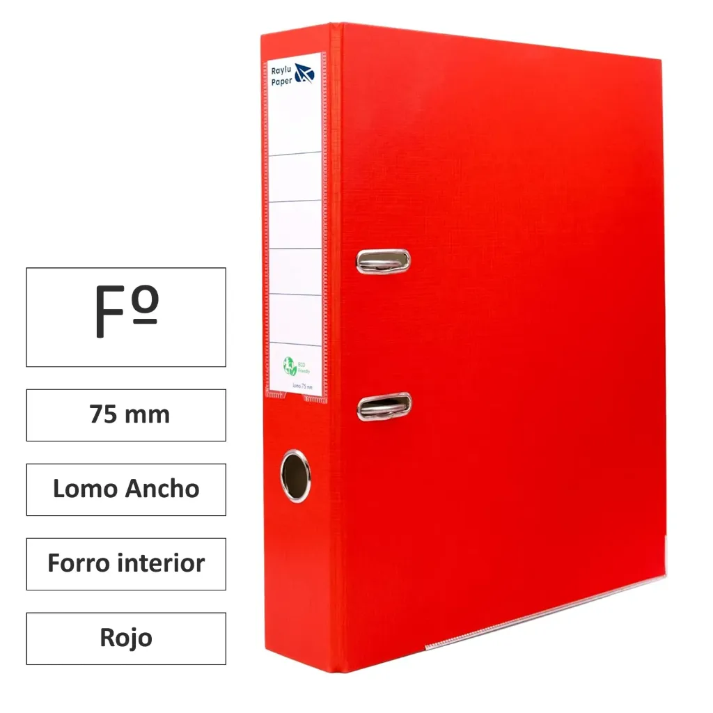 [181006] ARCHIVADOR RADO Folio LOMO ANCHO 75mm ROJO