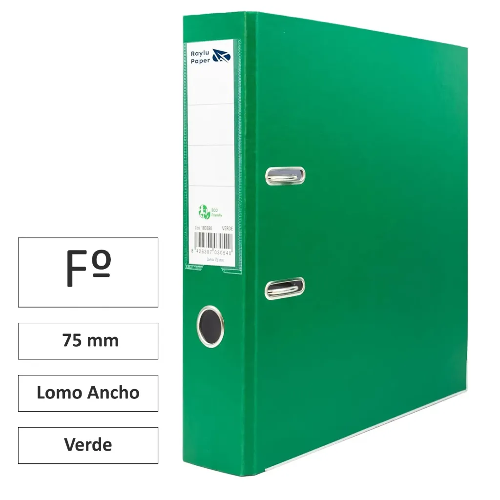 [180060] ARCHIVADOR RADO Folio LOMO ANCHO 75mm VERDE