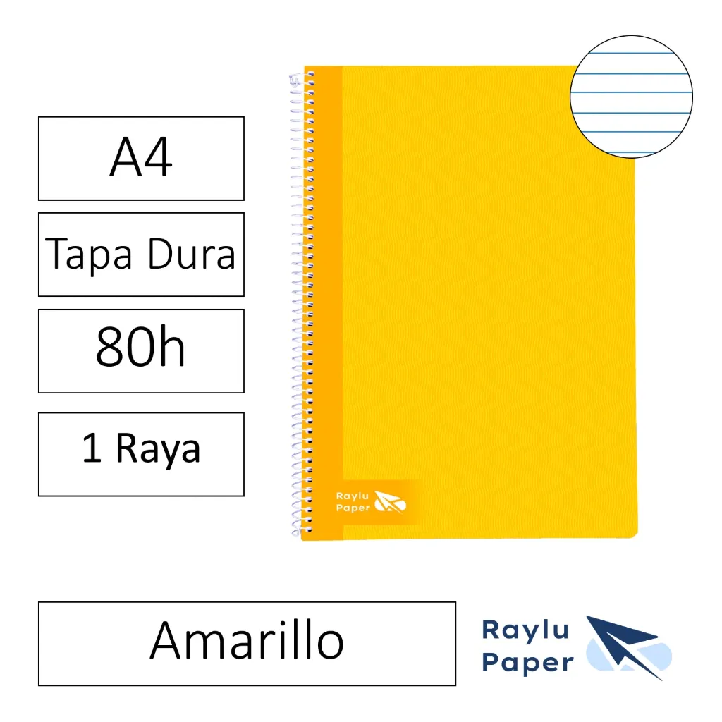 [004007] BLOC ESPIRAL A4 80h 70gr HORIZONTAL TAPA DURA AMARILLO
