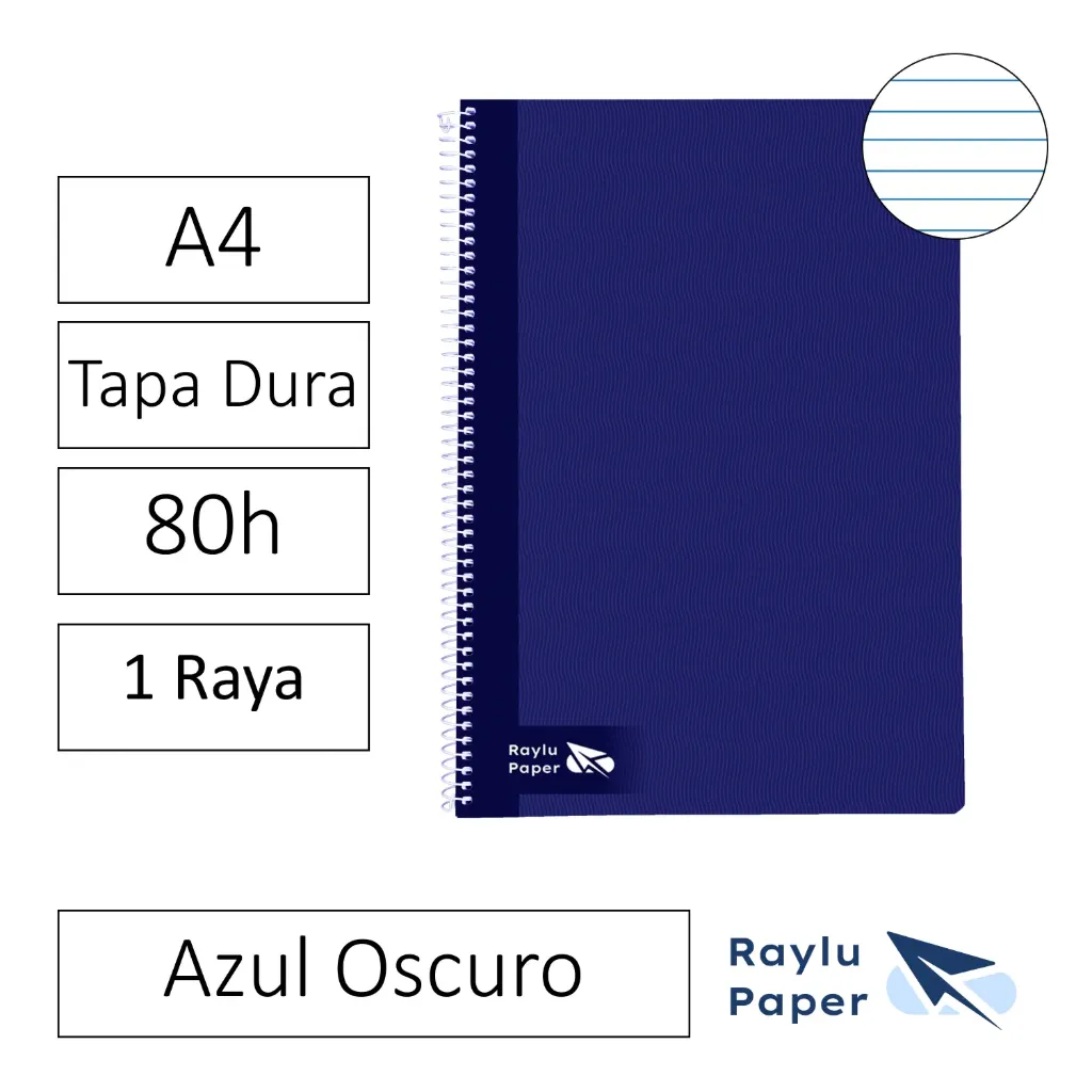 [004008] BLOC ESPIRAL A4 80h 70gr HORIZONTAL TAPA DURA AZUL