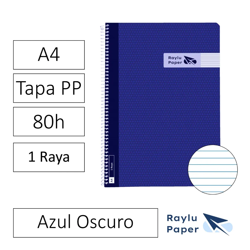 [005009] BLOC ESPIRAL A4 80h 90gr HORIZONTAL TAPA POLIPROPILENO AZUL