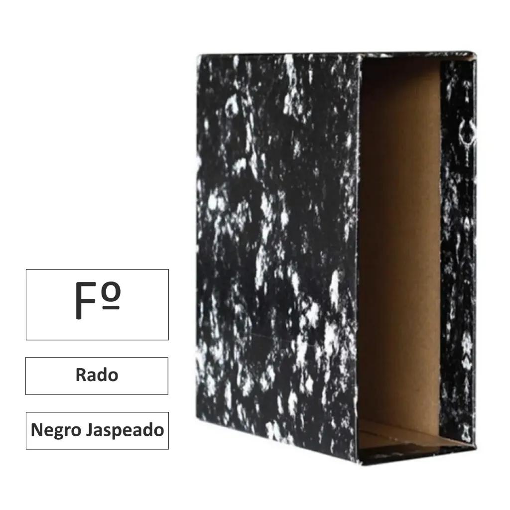 [180096] CAJA PARA ARCHIVADOR DE PALANCA Folio NEGRO JASPEADO
