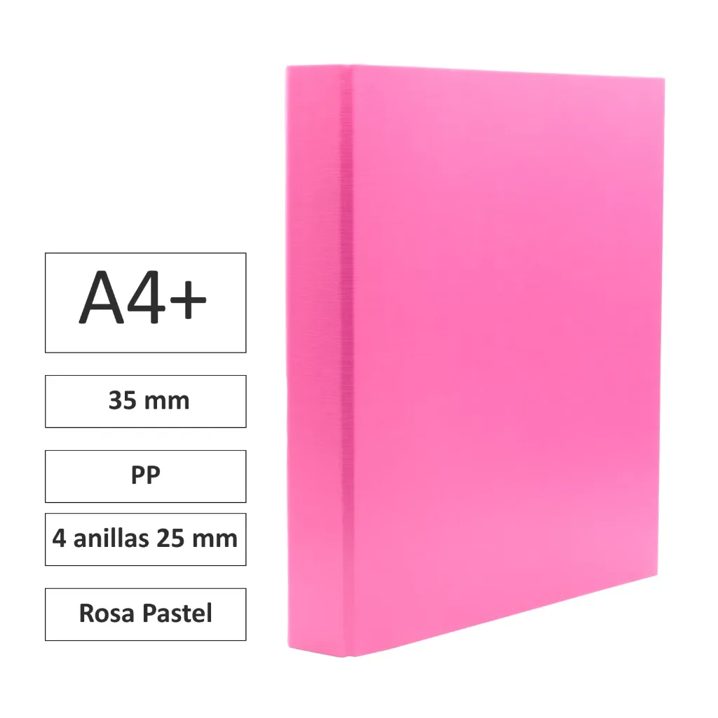[181157] CARPETA CARTÓN FORRADO A4+ 4 ANILLAS 25mm NARANJA PASTEL