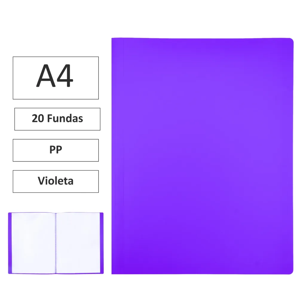 [180862] CARPETA DE FUNDAS A4 20 FUNDAS VIOLETA
