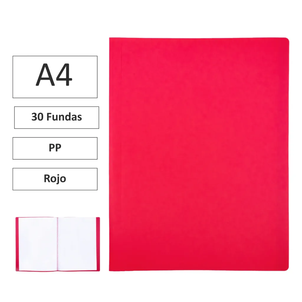 [180863] CARPETA DE FUNDAS A4 30 FUNDAS ROJO