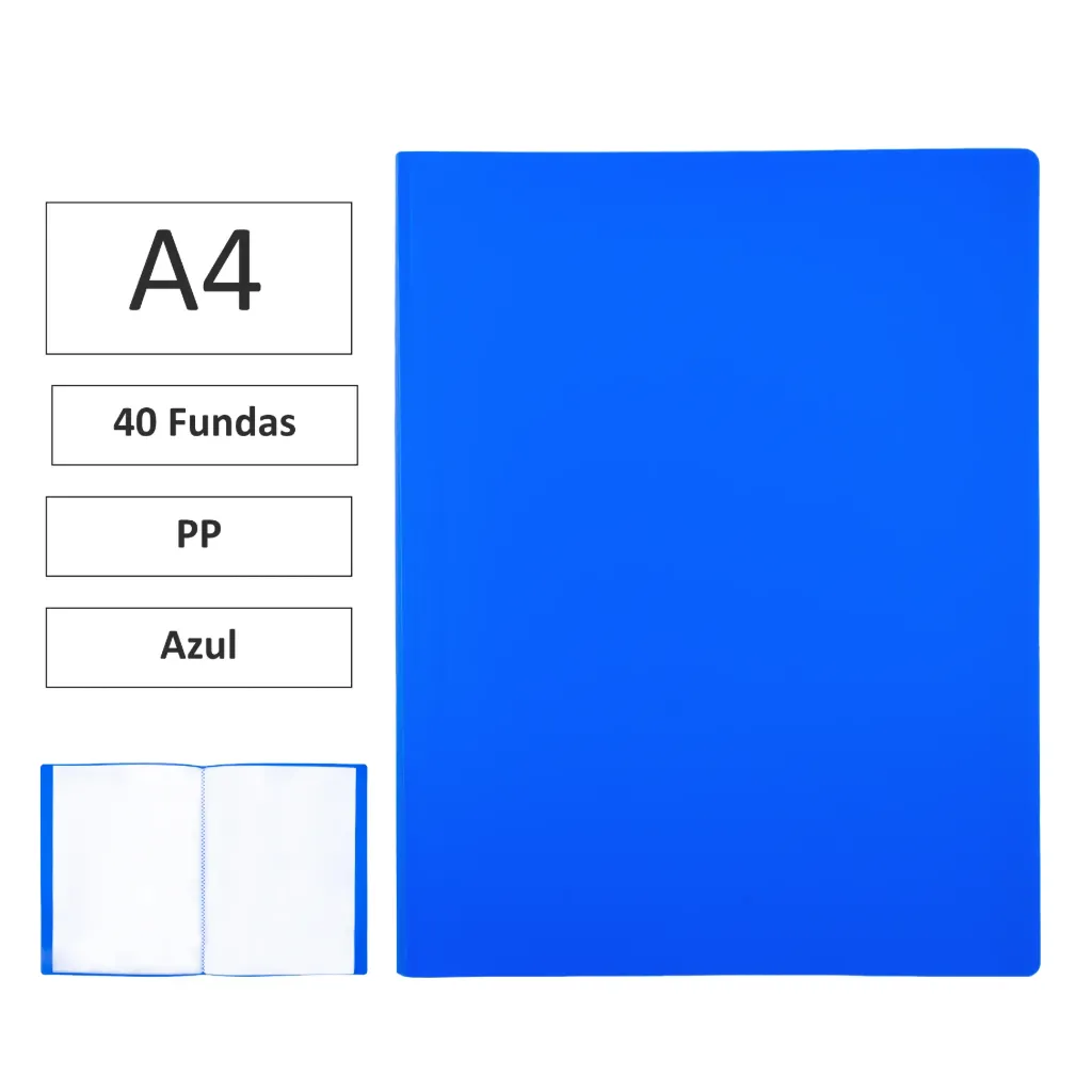 [180686] CARPETA DE FUNDAS A4 40 FUNDAS AZUL