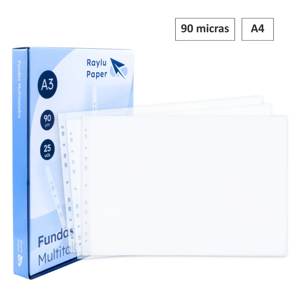 FUNDAS MULTITALADRO A3 APAISADO CRISTAL 90 micras 25u