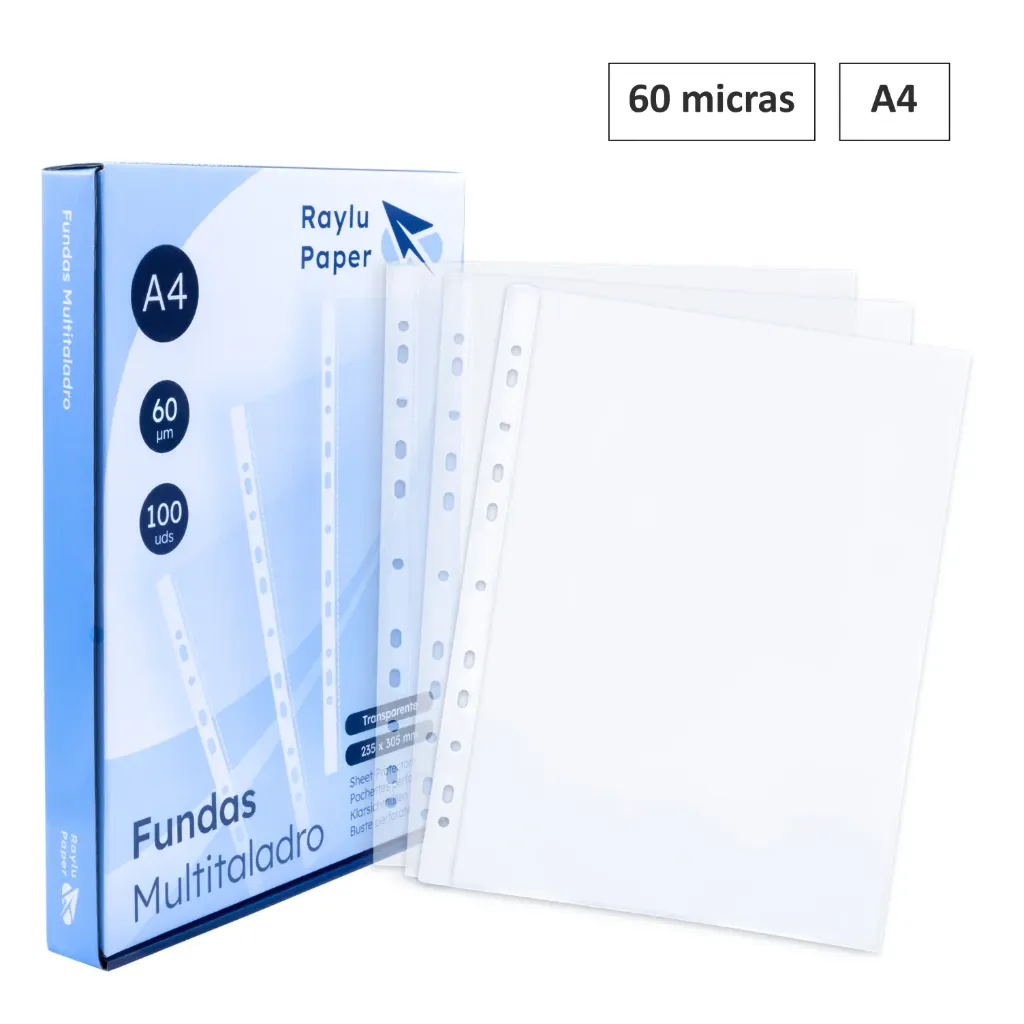 [180459] FUNDAS MULTITALADRO A4 CRISTAL 60 micras 100u
