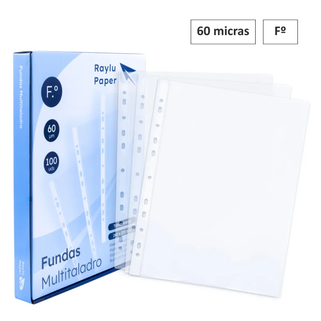 [180274] FUNDAS MULTITALADRO Folio CRISTAL 60 micras 100u