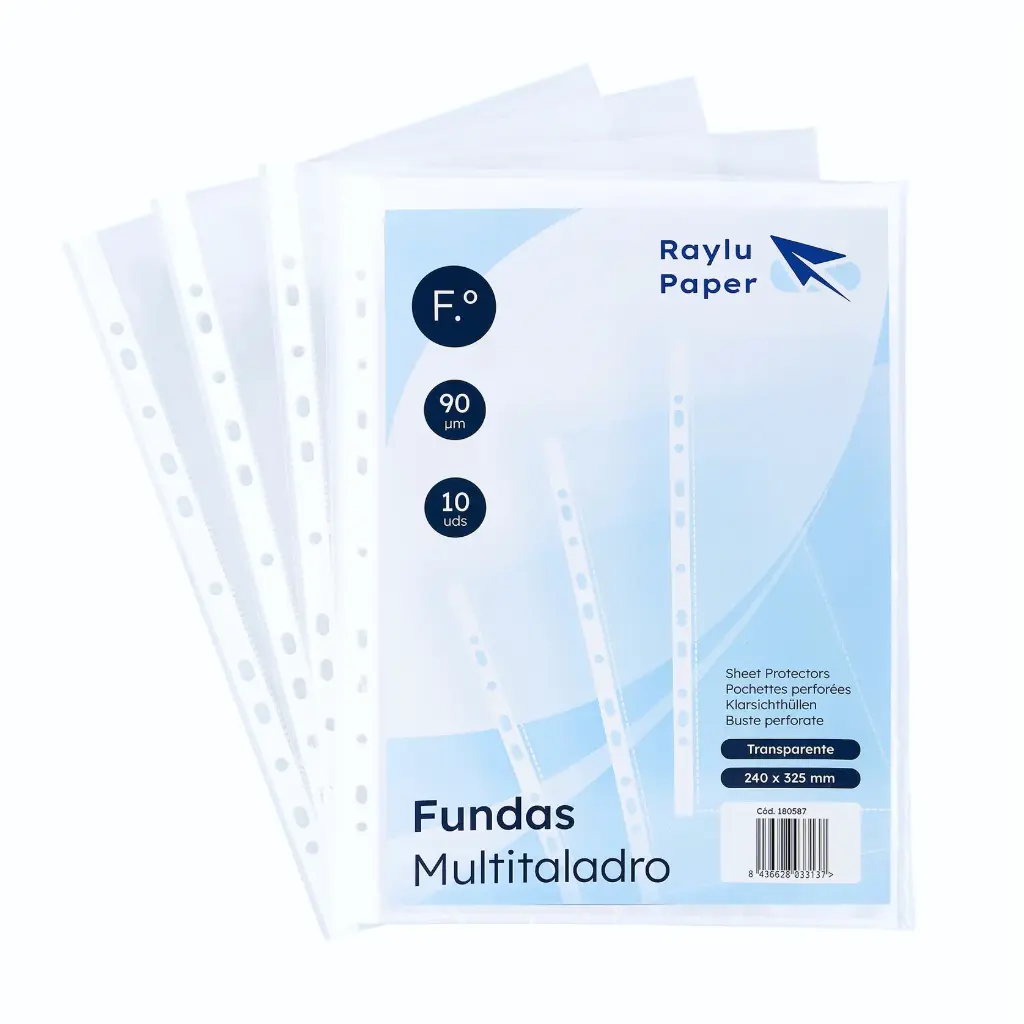 [180587] FUNDAS MULTITALADRO Folio CRISTAL 90 micras Bolsa 10u