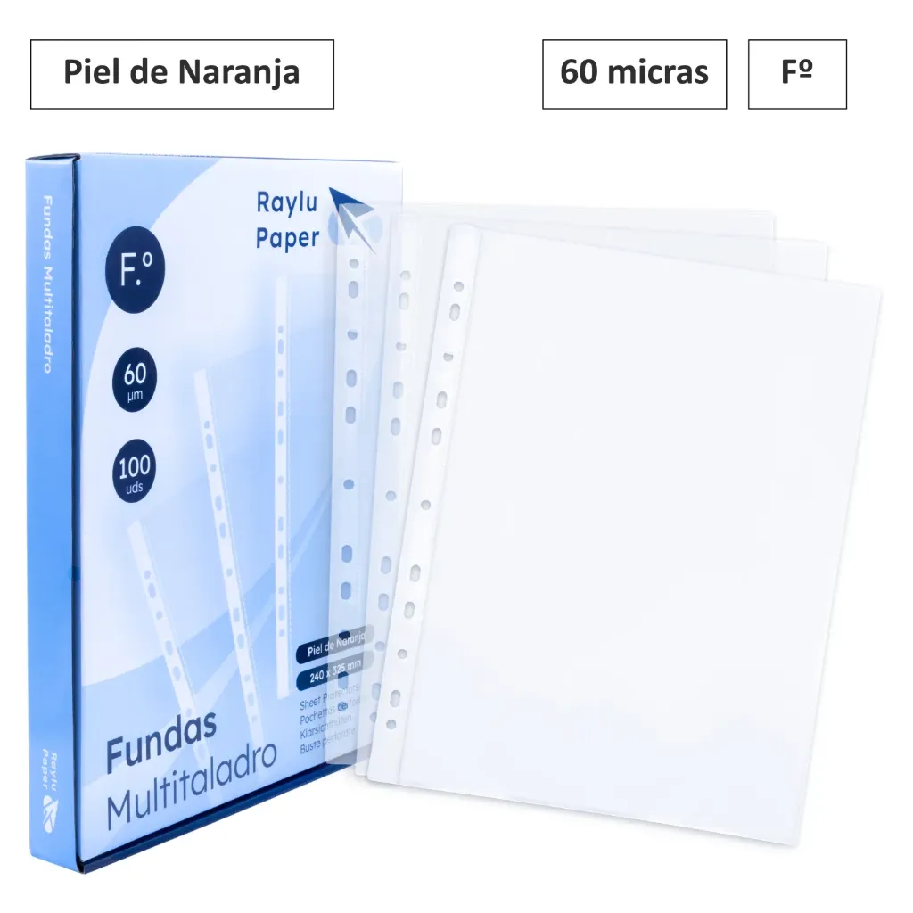 [181165] FUNDAS MULTITALADRO Folio PIEL NARANJA 60 micras 100u