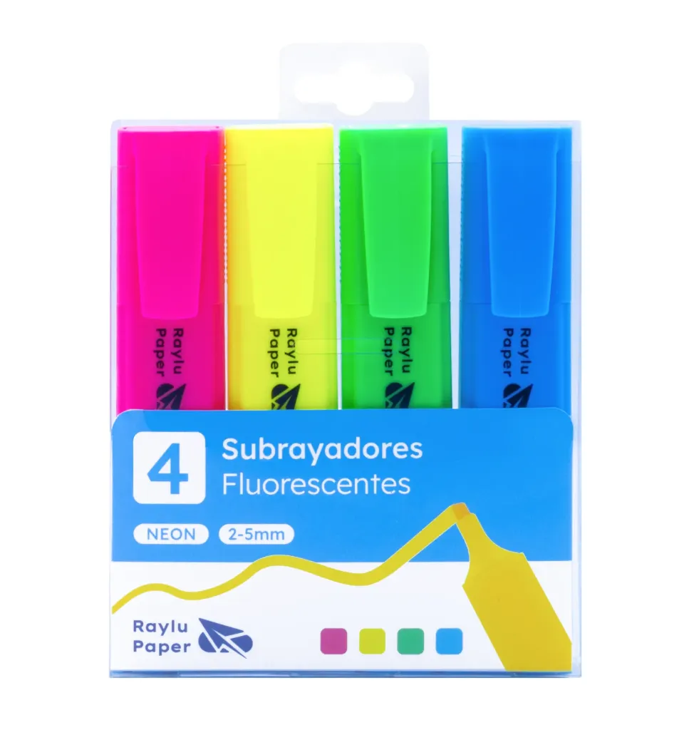 [081532] MARCADOR FLUORESCENTE RAYLIGHT NEÓN Pack 4 COLORES