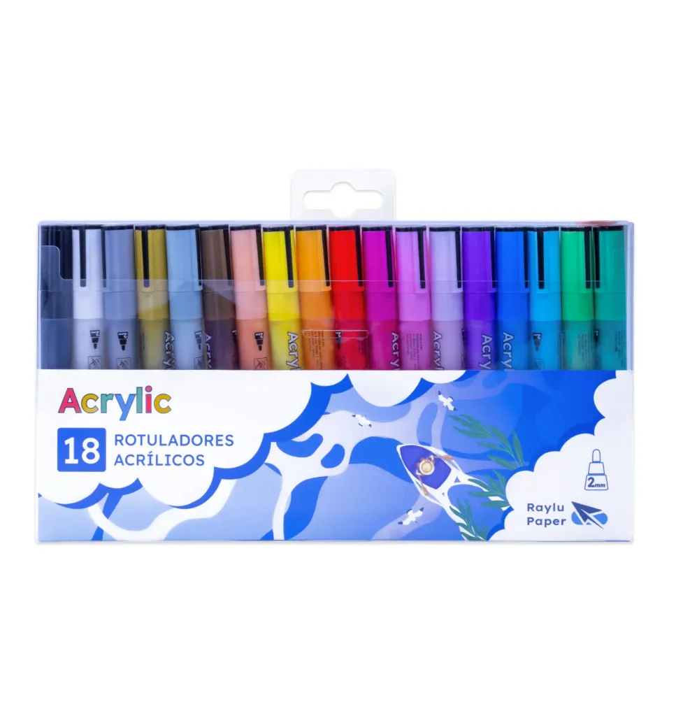 ROTULADOR ACRÍLICO ESTUCHE 18 COLORES