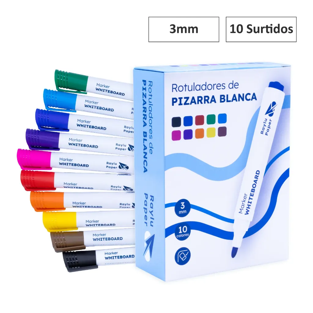 ROTULADOR DE PIZARRA BLANCA RAYLU FLOW 10 COLORES