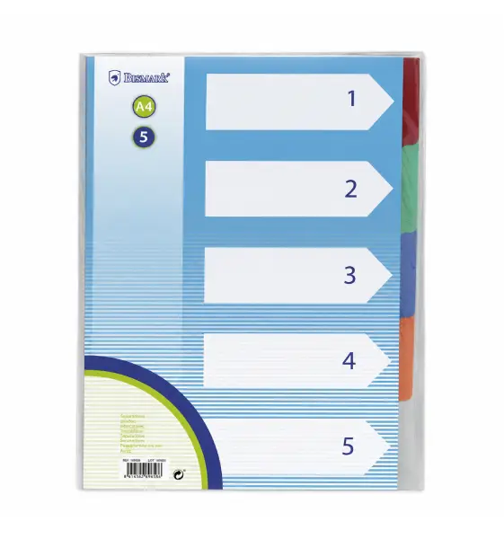 [180463] JUEGO DE 5 SEPARADORES A4 POLIPROPILENO