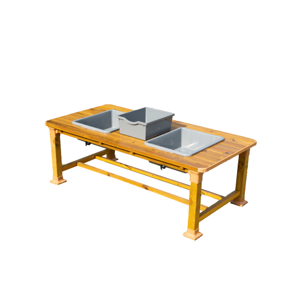 MESA DIDÁCTICA DOBLE DE AGUA Y ARENA PARA JUEGO MANIPULATIVO EN EXTERIOR
