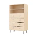 MUEBLE ALTO 80 CON 2 HUECOS ABIERTOS Y 8 CAJONES CON PATAS