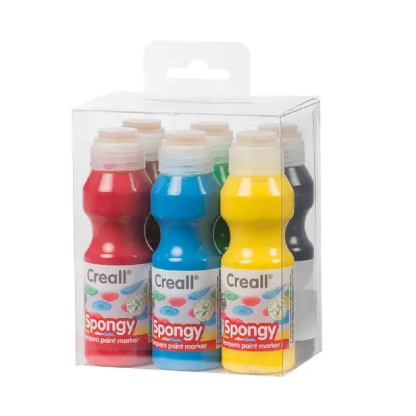 TÉMPERA CON ESPONJA  PARA ESTAMPAR 6 COLORES