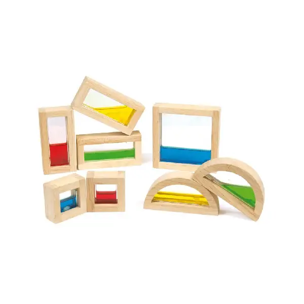 BLOQUES SENSORIALES DE MADERA CON LÍQUIDO DE COLOR