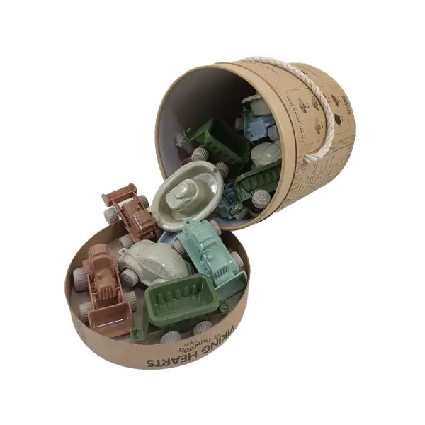 CUBO DE VEHÍCULOS MINI DE CONSTRUCCIÓN SOSTENIBLE - 20 PIEZAS