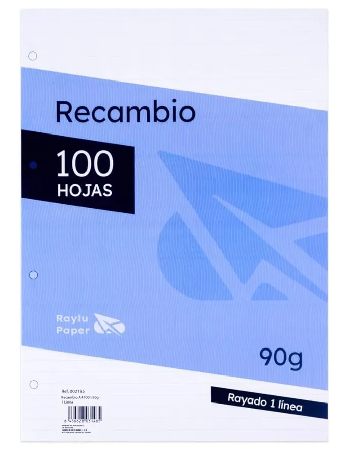 RECAMBIO A4 100 HOJAS HORIZONTAL 90gr