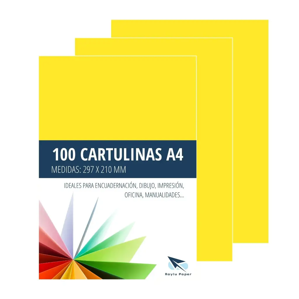[220143] CARTULINA A4 RAYLU AMARILLO CANARIO PAQUETE DE 100u