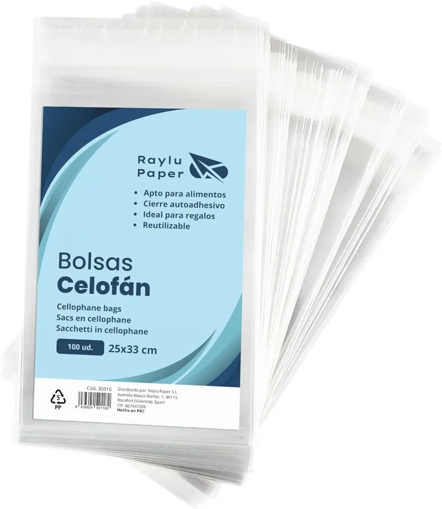 BOLSA DE CELOFÁN TRANSPARENTE 25x35cm Pack 100u