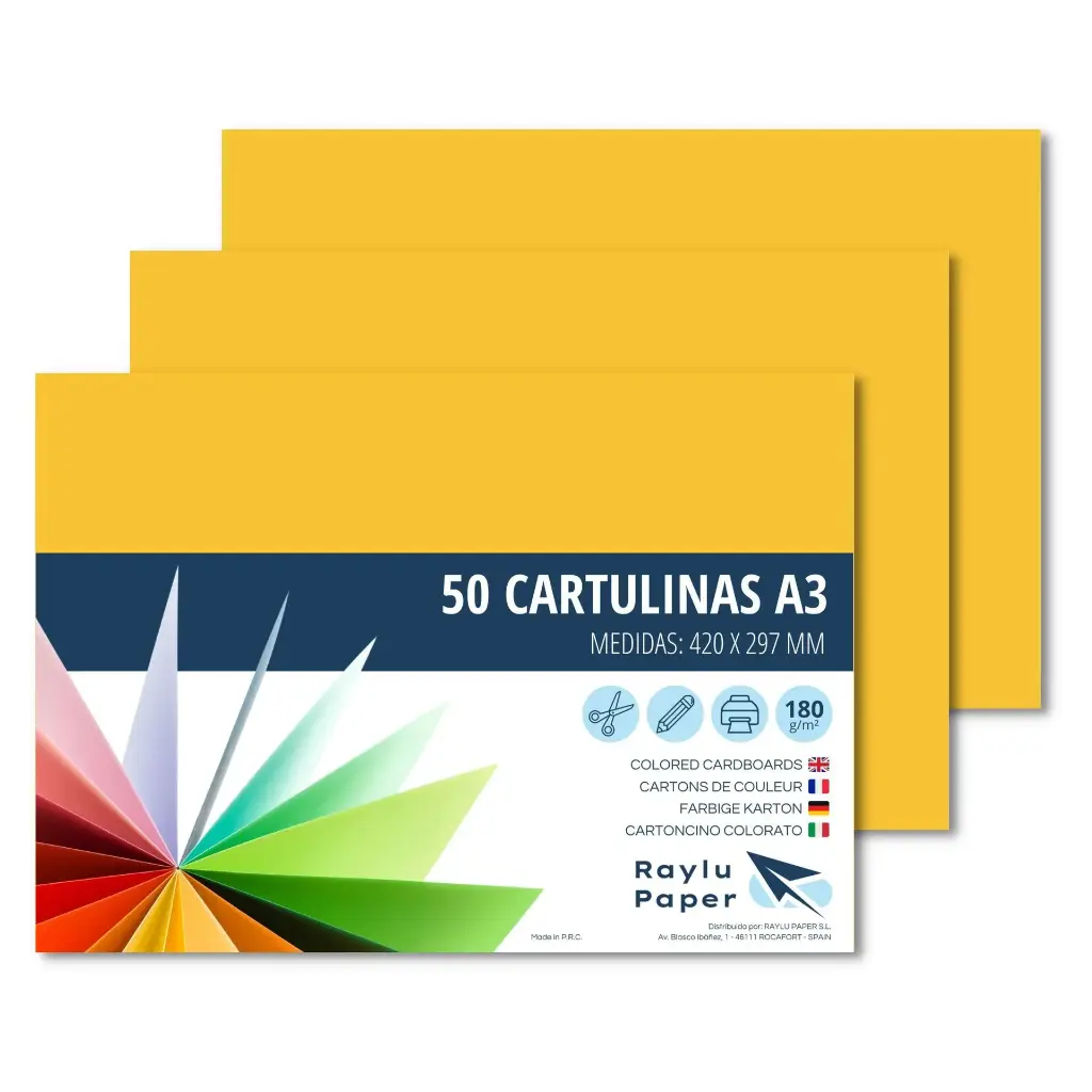 [630737] CARTULINA A3 RAYLU AMARILLO CANARIO PAQUETE DE 50u
