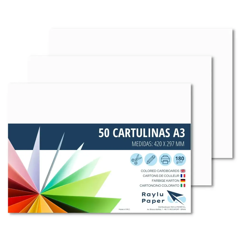 [630736] CARTULINA A3 RAYLU BLANCO PAQUETE DE 50u