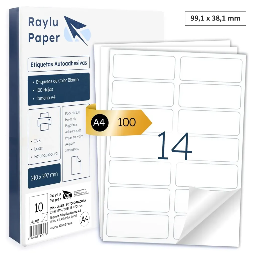 ETIQUETA AUTOADHESIVA RAYLU 99,1x38,1 CAJA 100h