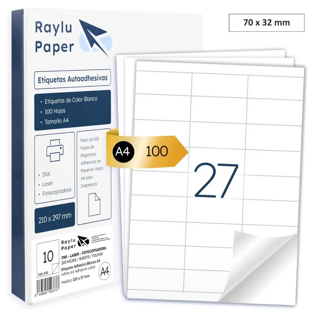 ETIQUETA AUTOADHESIVA RAYLU 70x32 CAJA 100h