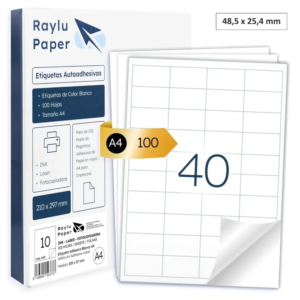 ETIQUETA AUTOADHESIVA RAYLU 48,5x25,4 CAJA 100h