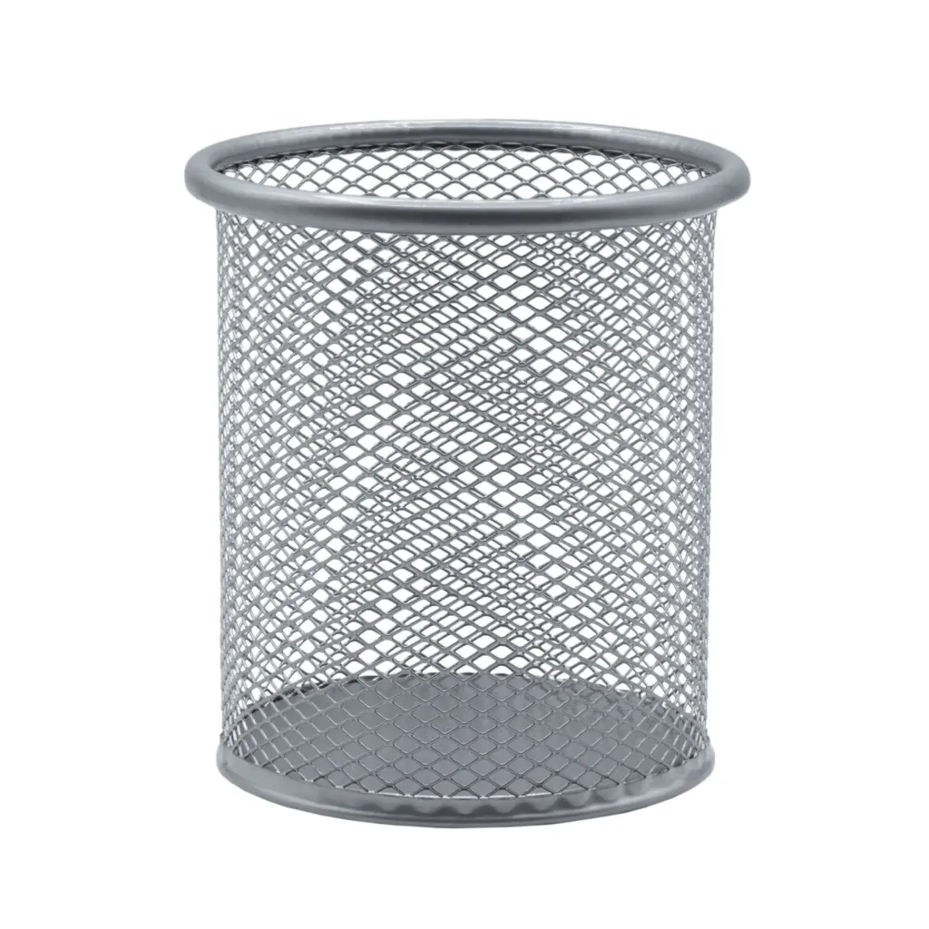 CUBILETE PORTALÁPICES METALICO DE REJILLA PLATA