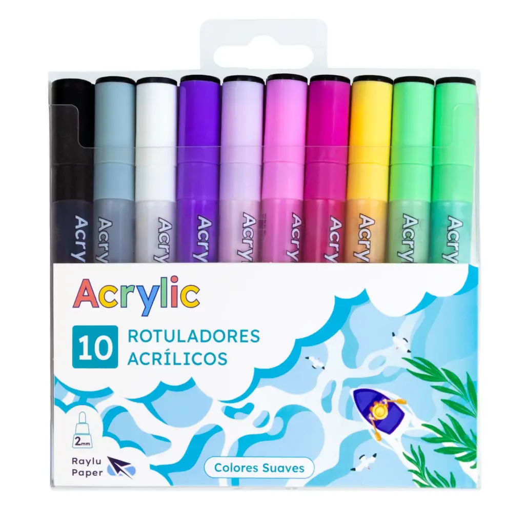 [704347] ROTULADOR ACRÍLICO ESTUCHE 10 COLORES SUAVES