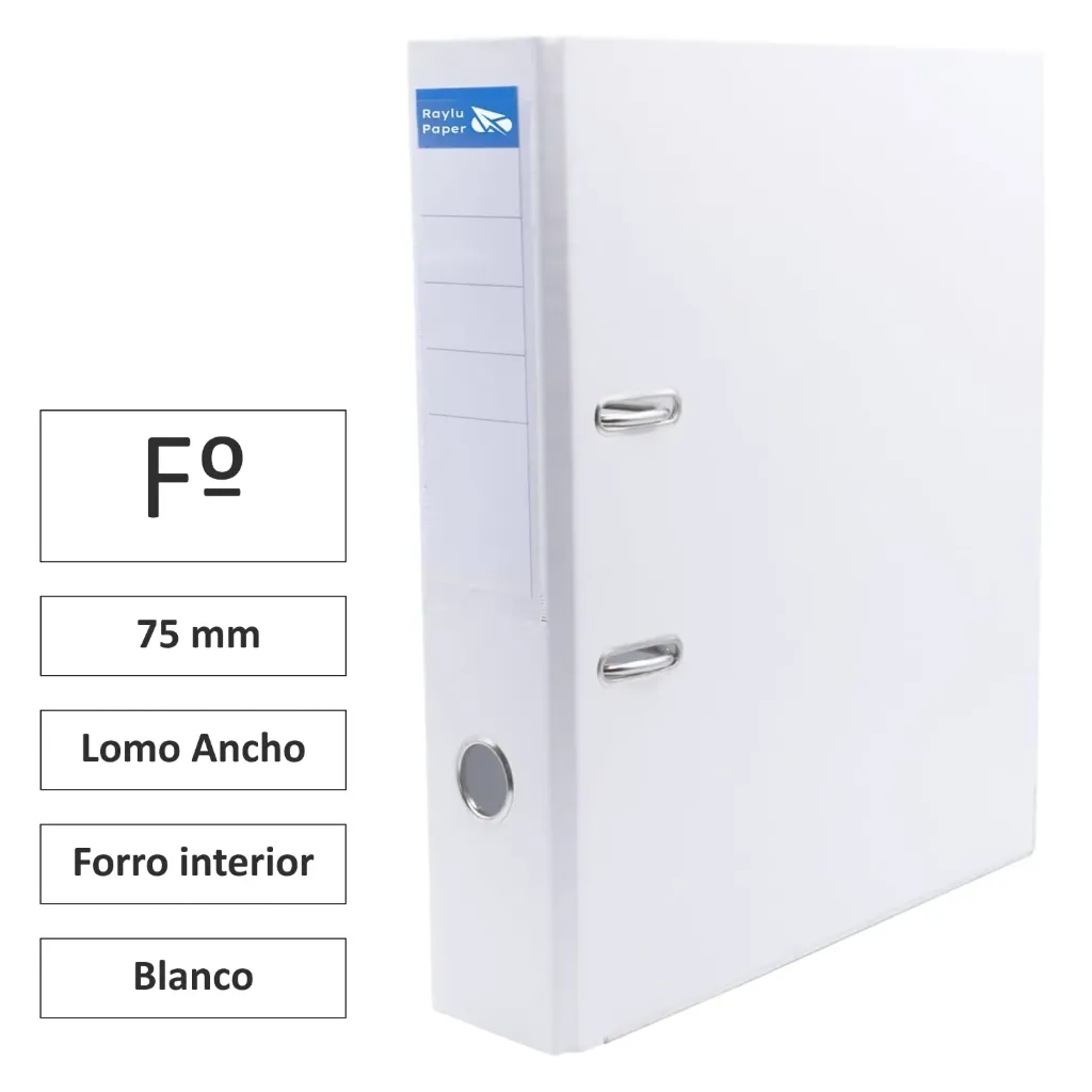 [180754] ARCHIVADOR RADO Folio LOMO ANCHO 75mm BLANCO