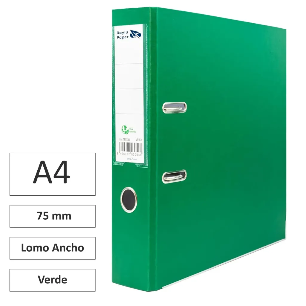 [180380] ARCHIVADOR RADO A4 LOMO ANCHO 75mm VERDE