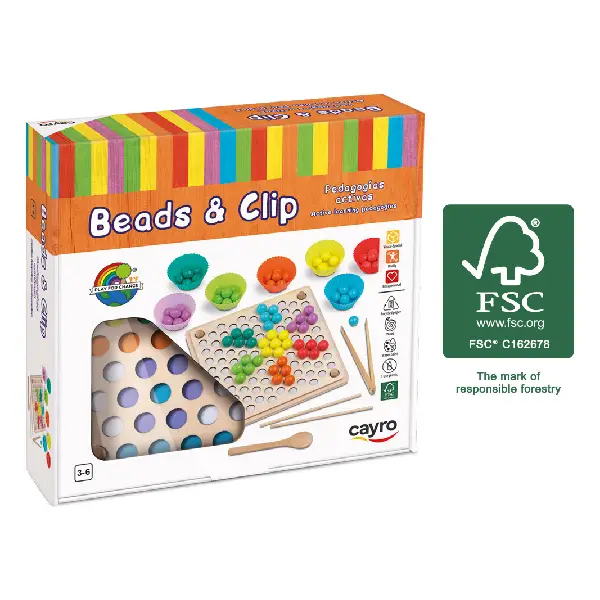 [70936] JUEGO DE MOTRICIDAD FINA CON BOLAS Y PINZAS - MADERA FSC