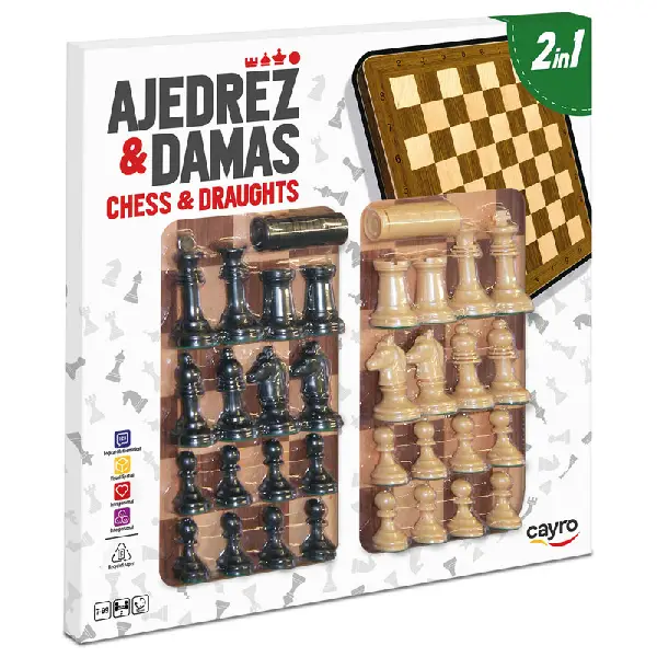 TABLERO AJEDREZ + DAMAS 40x40cm
