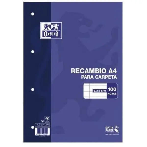 RECAMBIO A4 100+20 HOJAS PAUTA 3,5 90gr
