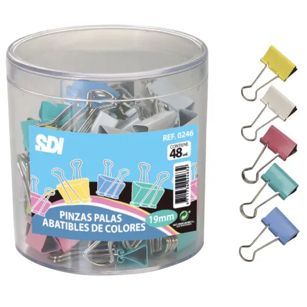 [825605] PINZA ABATIBLE COLOR 19mm Bote 48u