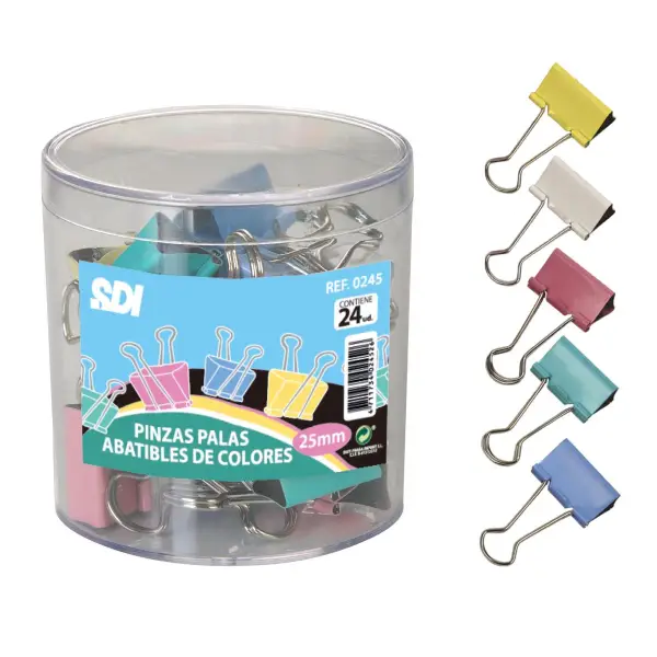 [825607] PINZA ABATIBLE COLOR 25mm Bote 24u