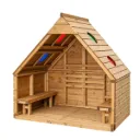 REFUGIO DE MADERA CON BANCOS PARA LECTURA Y JUEGO EXTERIOR
