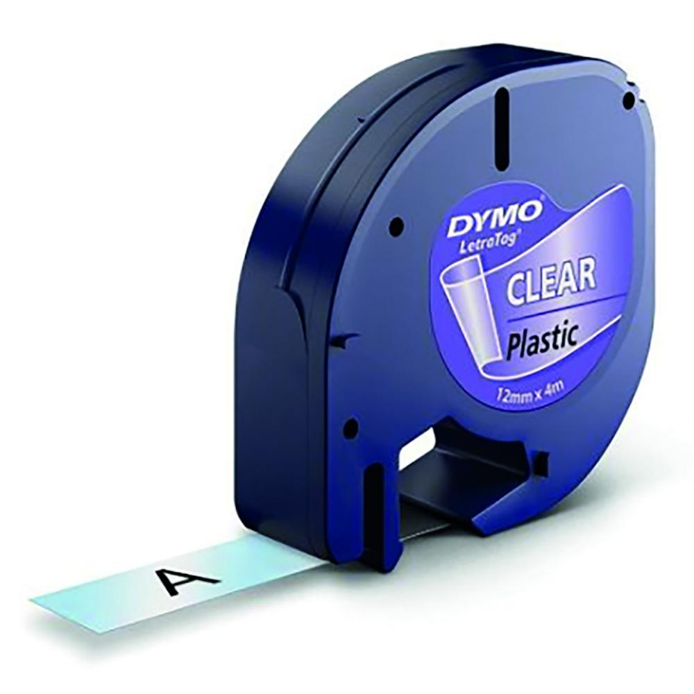 CINTA DYMO LETRATAG PLÁSTICO NEGRO/TRANSPARENTE