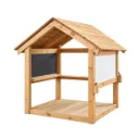 CASITA CREATIVA DE MADERA CON 3 PANELES DE DIBUJO