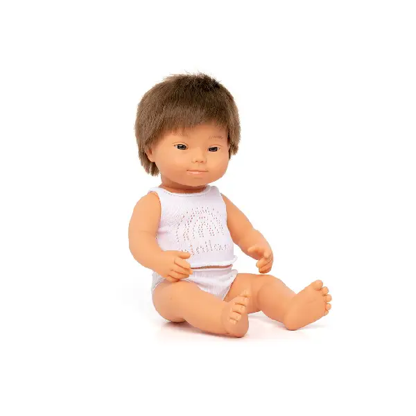 MUÑECO CAUCÁSICO SÍNDROME DOWN 38cm