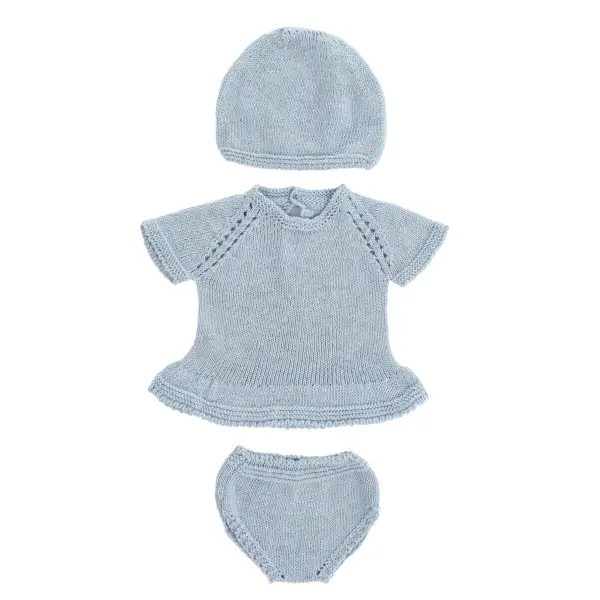 [70255] CONJUNTO ROPA DE PUNTO VESTIDO Y GORRO 40cm